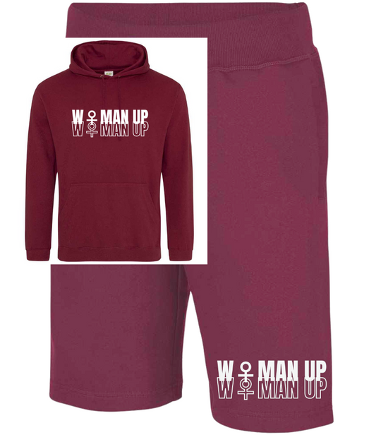 Hoodie and Short Set BURGUNDY