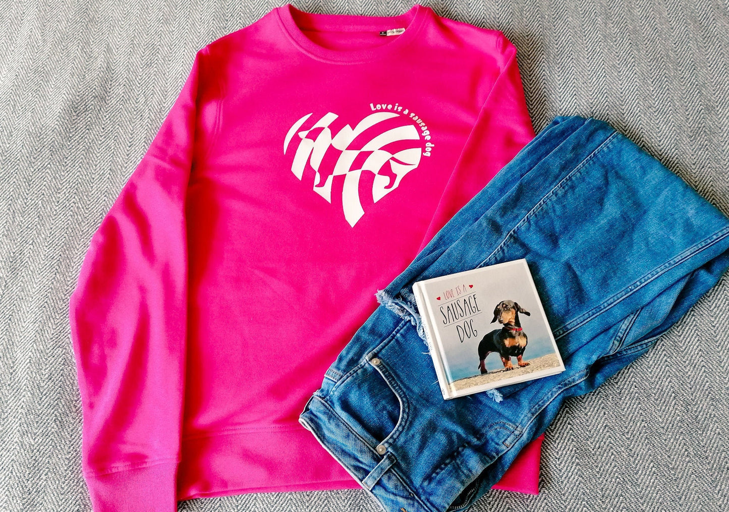 Love is a sausage dog organic round neck UNISEX sweatshirt